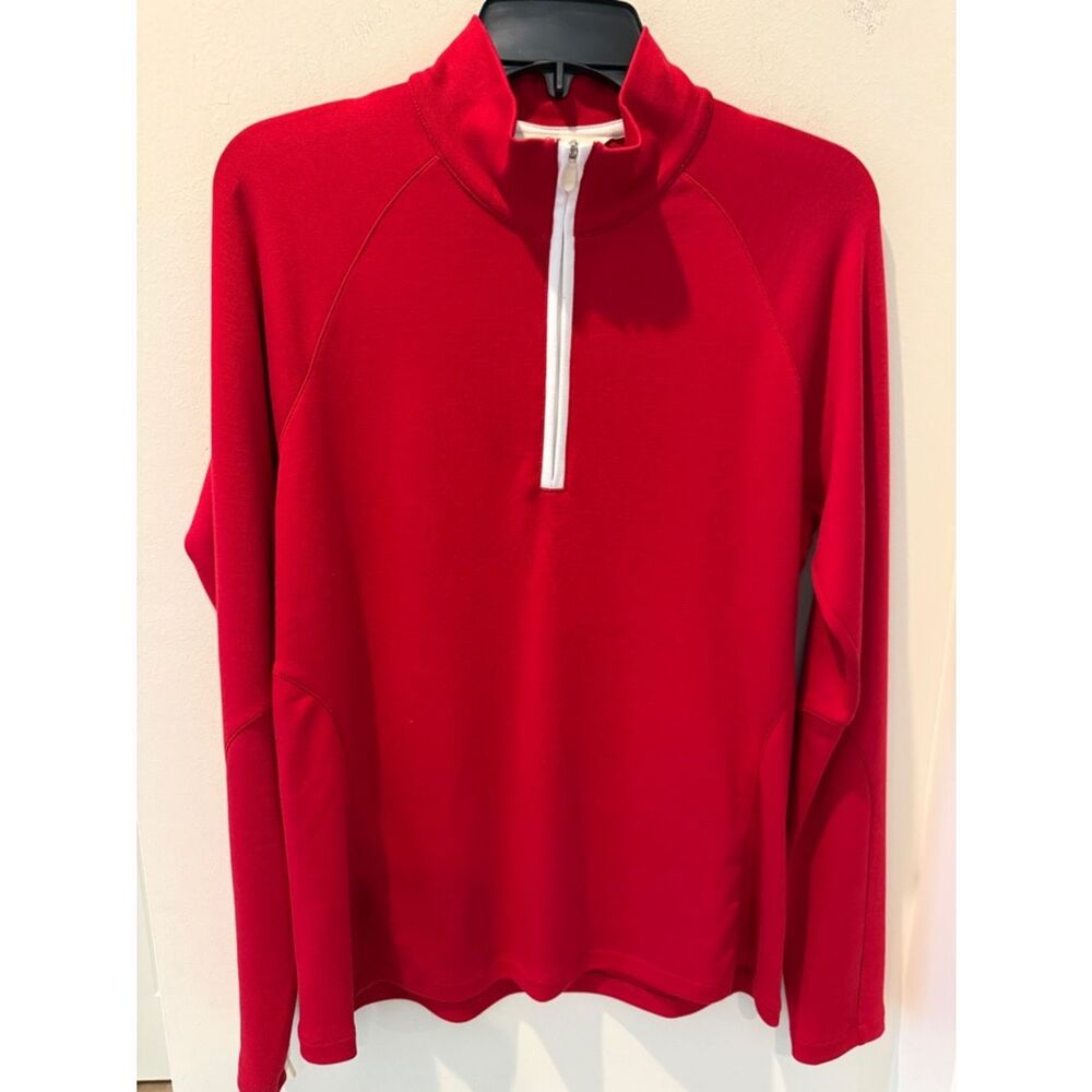 Clover by Bobby Jones Red Long-Sleeve Quarter-Zip Jersey White Trim zipper M